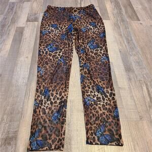 Fashion Nova women's XL sheer mesh material leopard print butterfly print pants